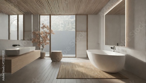 Modern Minimalist Style Bathroom - Japanese or Eastern Inspired Interior Design - Bathroom with Zen-styled Atmosphere