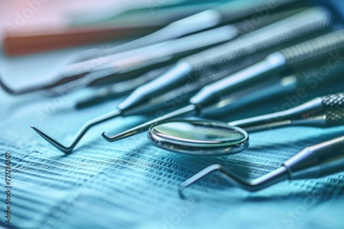 Dental medical instruments on tray