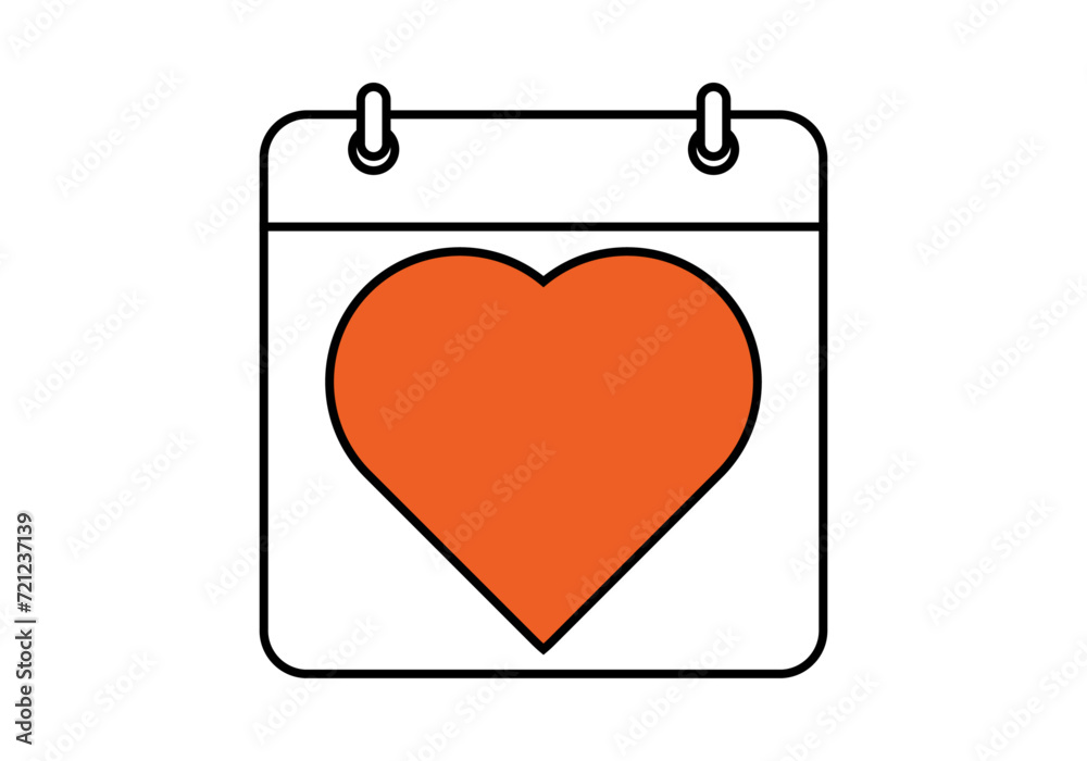 Icono de calendario con corazón de San Valentín. Icono de calendario con corazón de San Valentín.