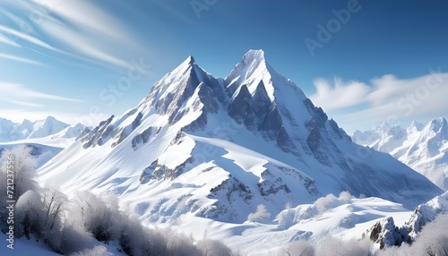 snow covered mountains in winter