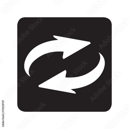 Repeat icon vector. Refresh logo design. Reload arrow vector icon illustration in square isolated on white background