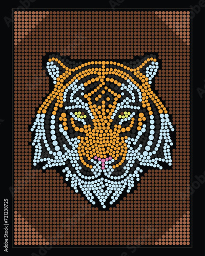 A tiger illustration in circle style captivates with symmetry and dynamism. Each circle reflects the tiger's strength and beauty, creating a modern and captivating visual artwork