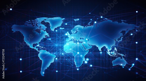 Global internet work.World map, shining lines connected by dots symbol of Internet,mobile communications and satellite. technology background