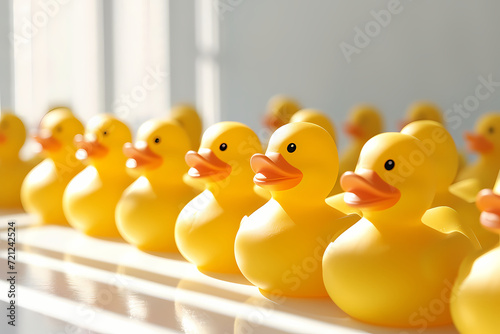 Yellow Rubber Duck Toy in Bathwater © godex