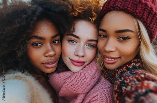 three women taking a selfie with one another