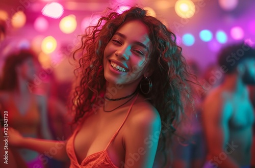 young woman dancing on a night at a club