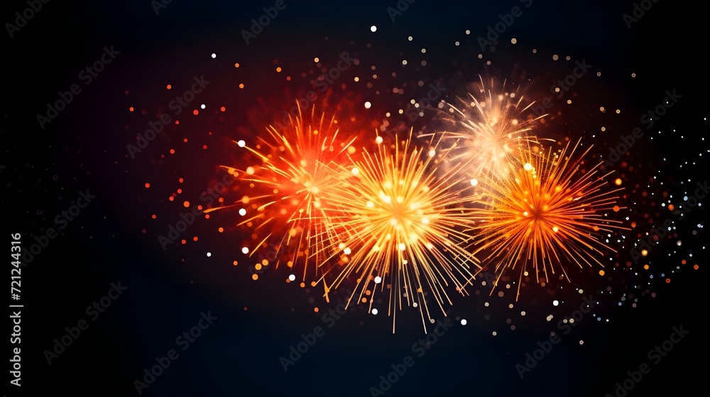 fireworks in the night sky, Happy New Year Party Celebration background Colorful firework with bokeh background with copy space