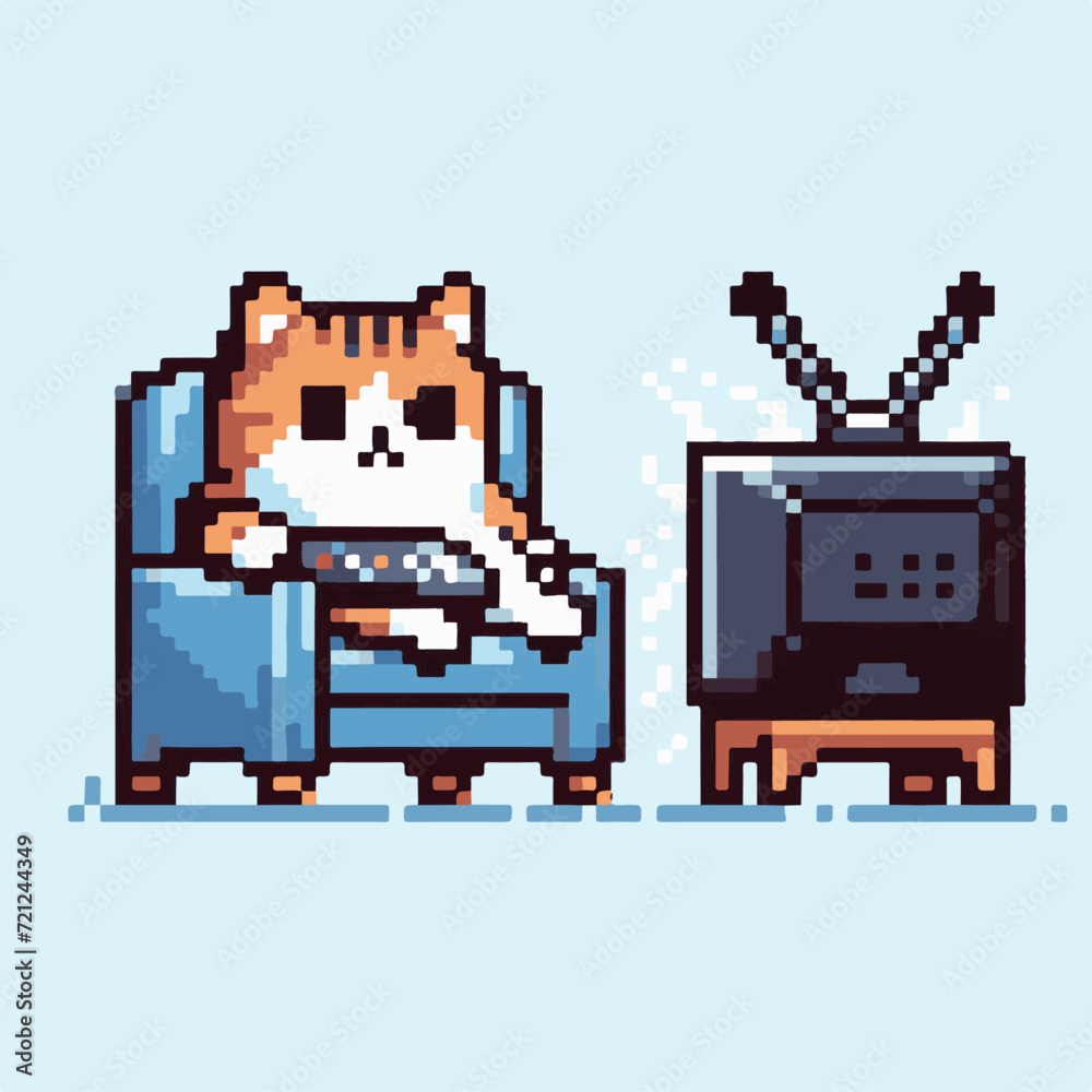 Fototapeta premium Cat looking at a tv