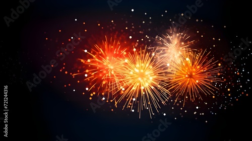 fireworks in the night sky, Happy New Year Party Celebration background Colorful firework with bokeh background with copy space
