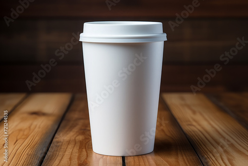 Mockup of take away paper coffee cup with customizable space for test photo