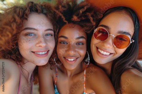 three women taking a selfie with one another