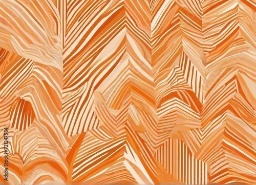 Orange zigzag lines seamless pattern with thin diagonal zig zag, stripes, chevron on orange and white abstract geometric background from Generative AI
