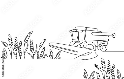 Combine. Agriculture. Field. Harvesting. Wheat