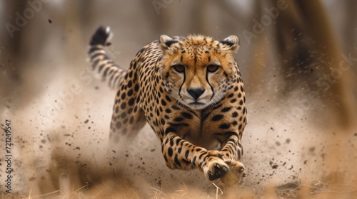 Cheetah in Action  Dynamic shot of a cheetah in full sprint  symbolizing speed and agility in the animal kingdom