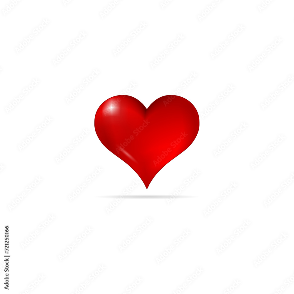 Red heart. Realistic 3d design icon heart symbol love. Vector illustration