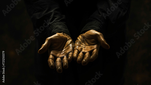 Hands of man and black background © Ashley