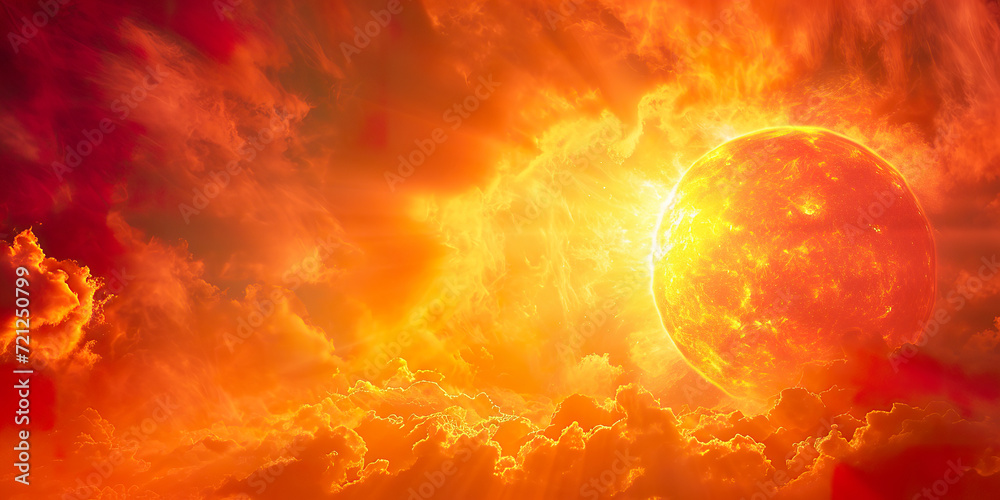 Fototapeta premium Close-up image of the sun details in bright red