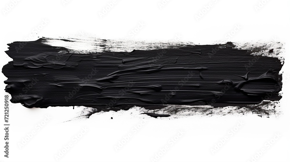 Black brush strokes, black ink strokes isolated transparent background