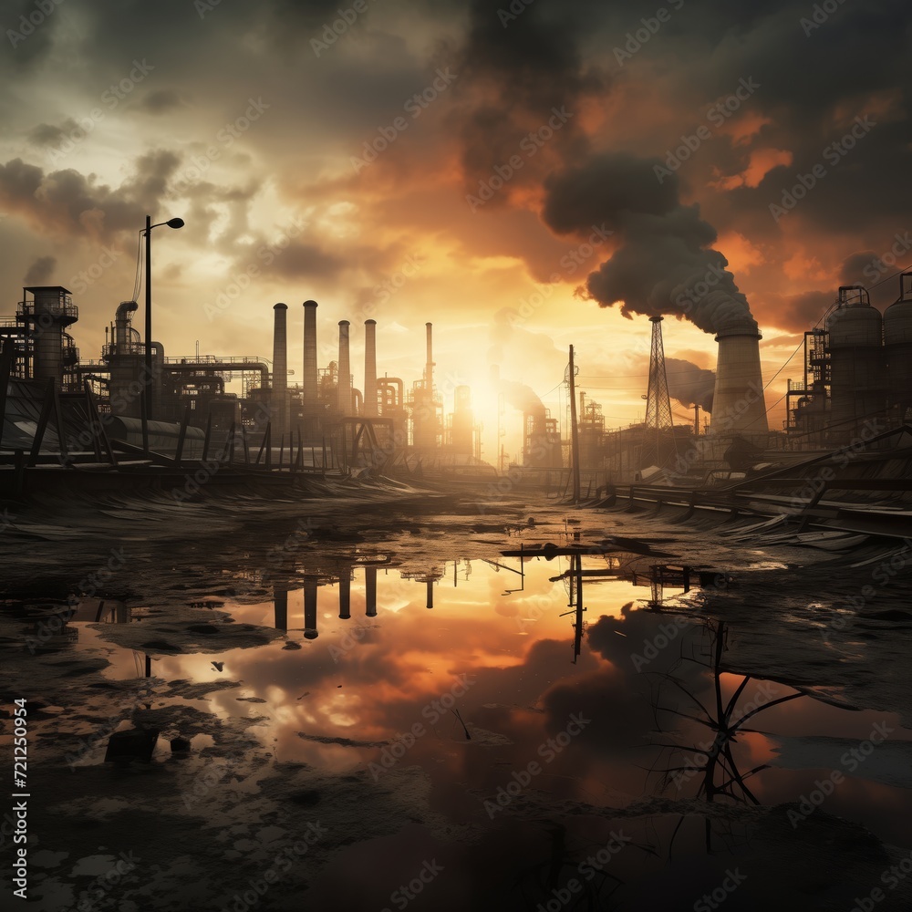 Industrial Environmental Impact: Pollution and Contamination at an Oil Refinery