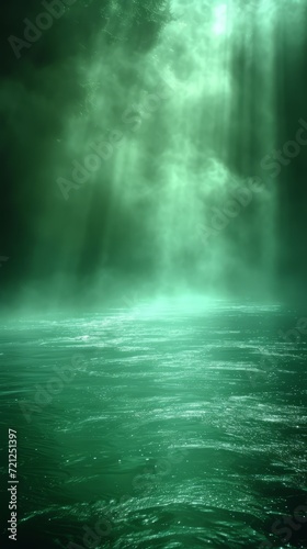 Green Waterfalls and Mist