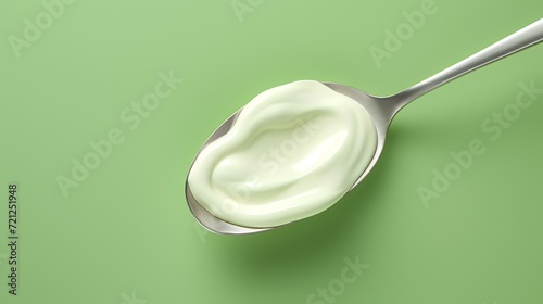 Fresh Natural Yogurt or Cream on the Metal Spoon

 photo