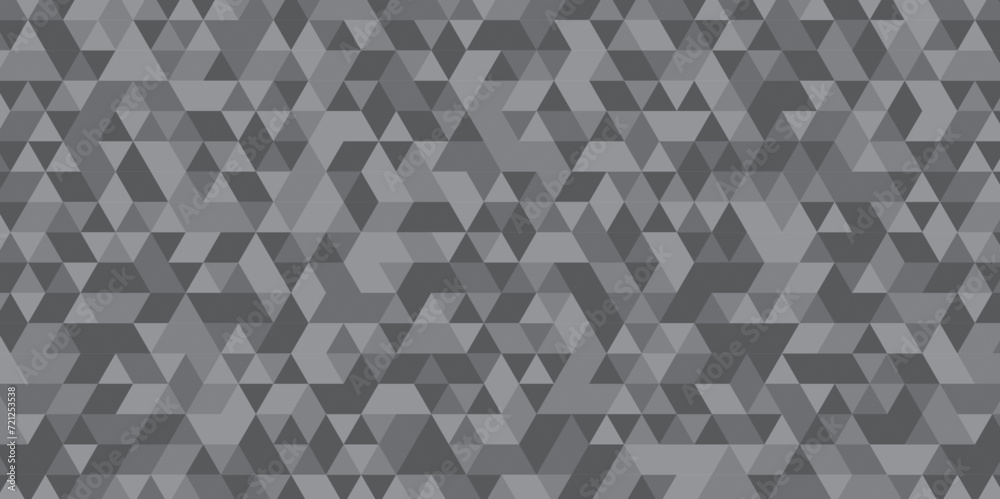 Abstract geometric white and gray background seamless mosaic and low polygon triangle texture wallpaper. Triangle shape retro wall grid pattern geometric ornament tile vector square element.