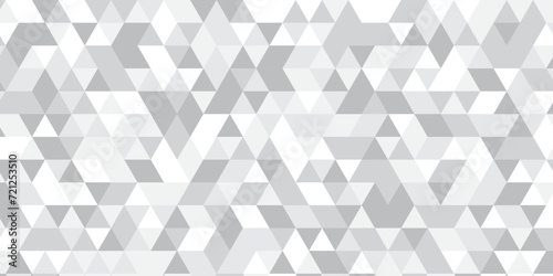 Abstract geometric white and gray background seamless mosaic and low polygon triangle texture wallpaper. Triangle shape retro wall grid pattern geometric ornament tile vector square element.