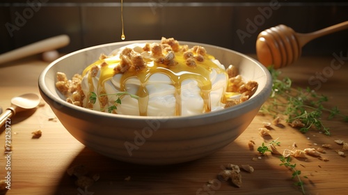 Greek Yogurt with Honey and Nuts. Thick

 photo