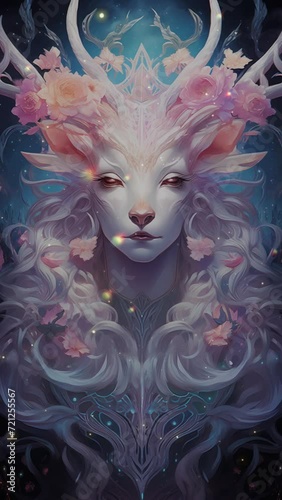 Fox head in human body illustration. 4K smartphone wallpaper