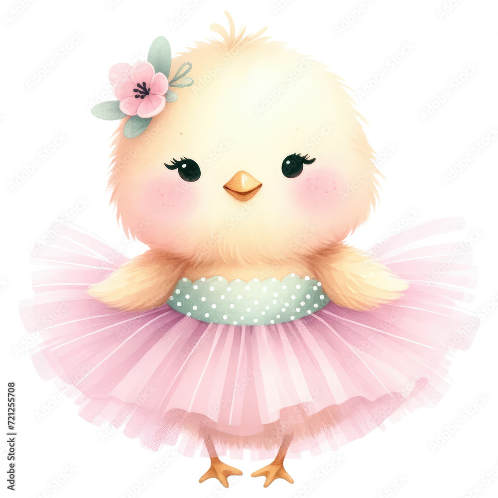 Easter chick with floral in coquette style