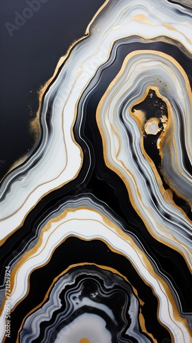 Gold black and white texture. Polished stone wall with an exquisite natural pattern. Wallpaper design