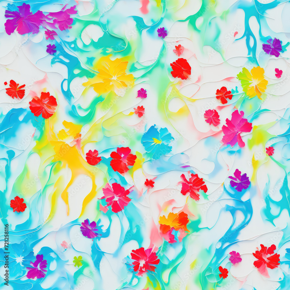 Flowers. Abstract seamless pattern. AI generated.