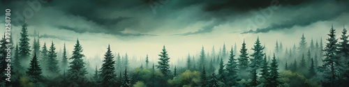 Fantasy Canadian forests, Painted, Illustration