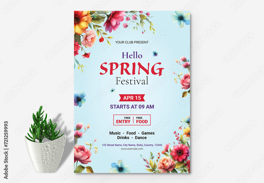 Spring Festival Poster Flyer Layout Stock Template | Adobe Stock