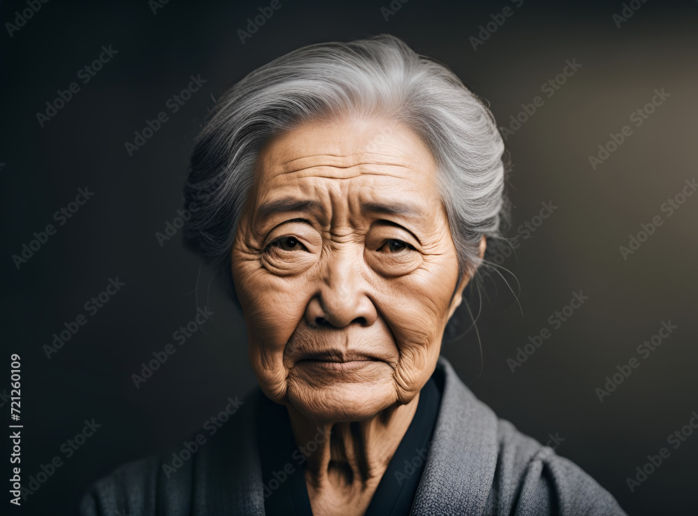 真剣な表情のシニア女性 AI生成画像 真剣な表情のシニア女性 AI生成画像