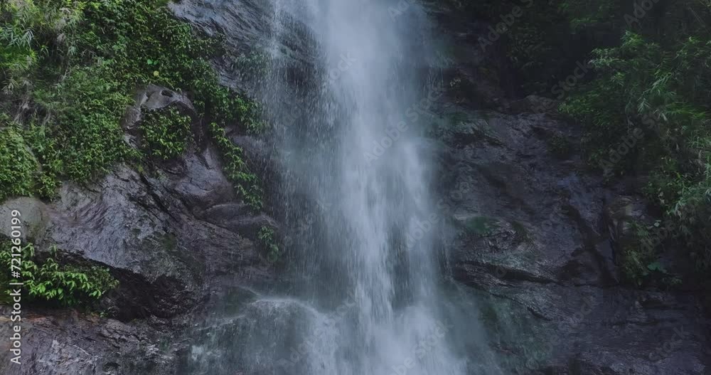Epic Waterfall Among The Nature Of Taiwan, Aerial View, Slow Motion Epic Waterfall Among The Nature Of Taiwan, Aerial View, Slow Motion