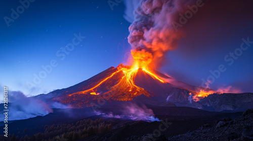 Italy Sicily View of lava erupting