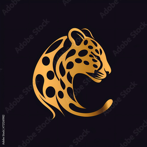 Vektor Logo eines goldenen Leoparden vor schwarzem Hintergrund, 2 photo