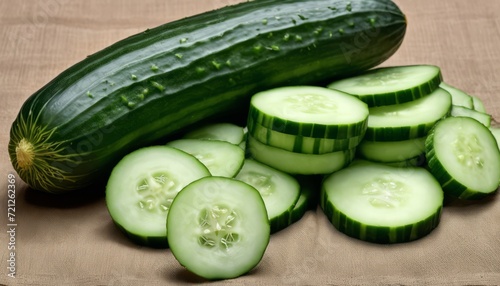 A bunch of green cucumbers on a table