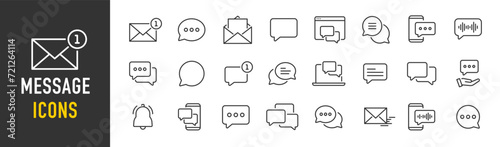 Message web icons in line style. Chatting, message, mail, communication, letter. Vector illustration.