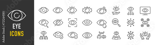 Eye web icons in line style. View, visible, looking, hidden. Vector illustration.