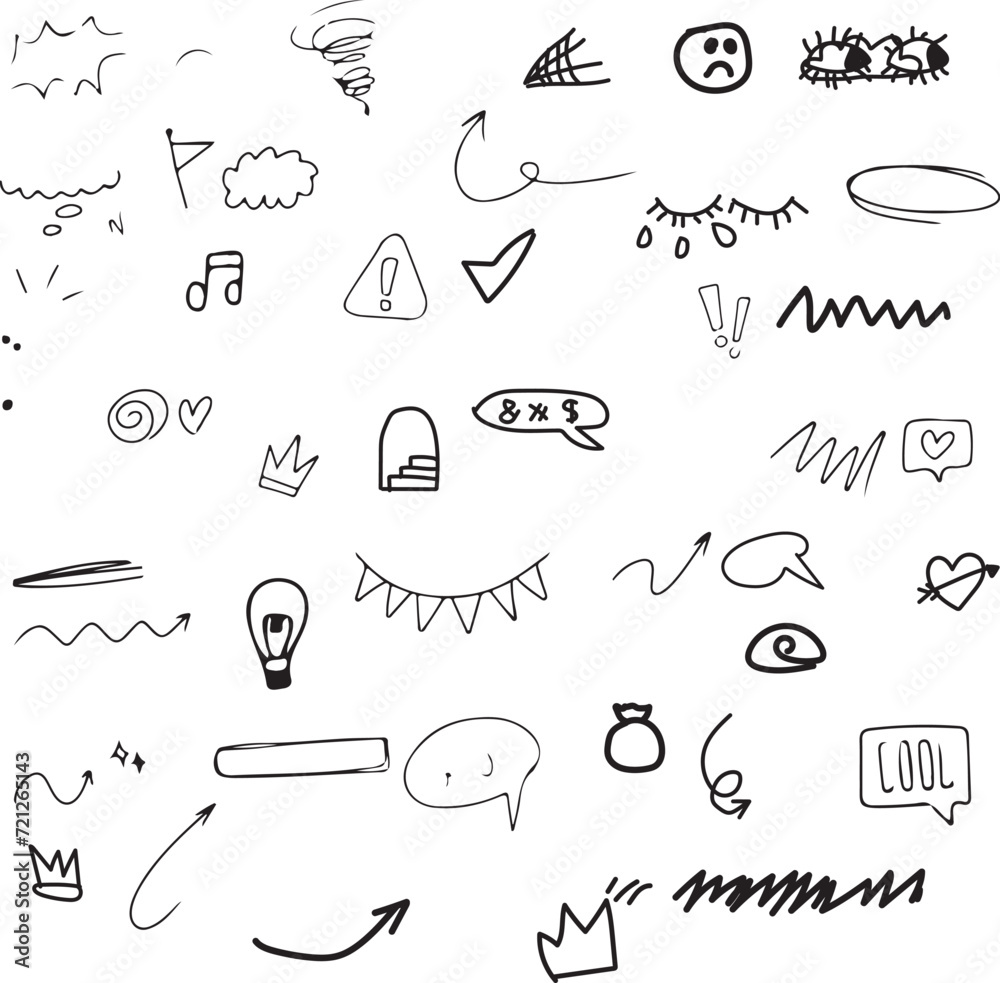 Draw charcoal pen liner doodle texture elements collection. vector illustration Draw charcoal pen liner doodle texture elements collection. vector illustration
