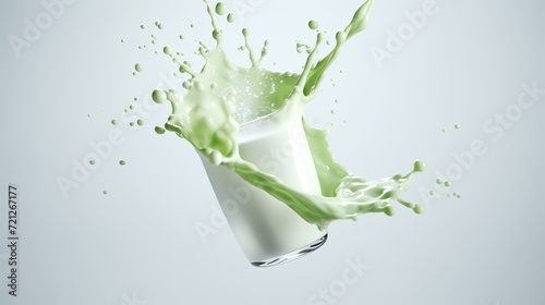 Splash of white and green milk on a white back