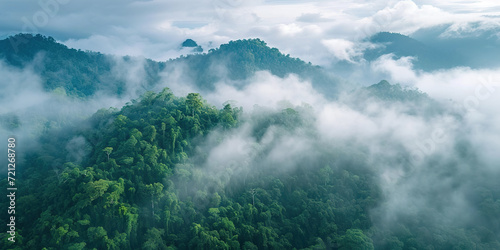 Foggy landscape in the jungle Fog and cloud © Chotijah