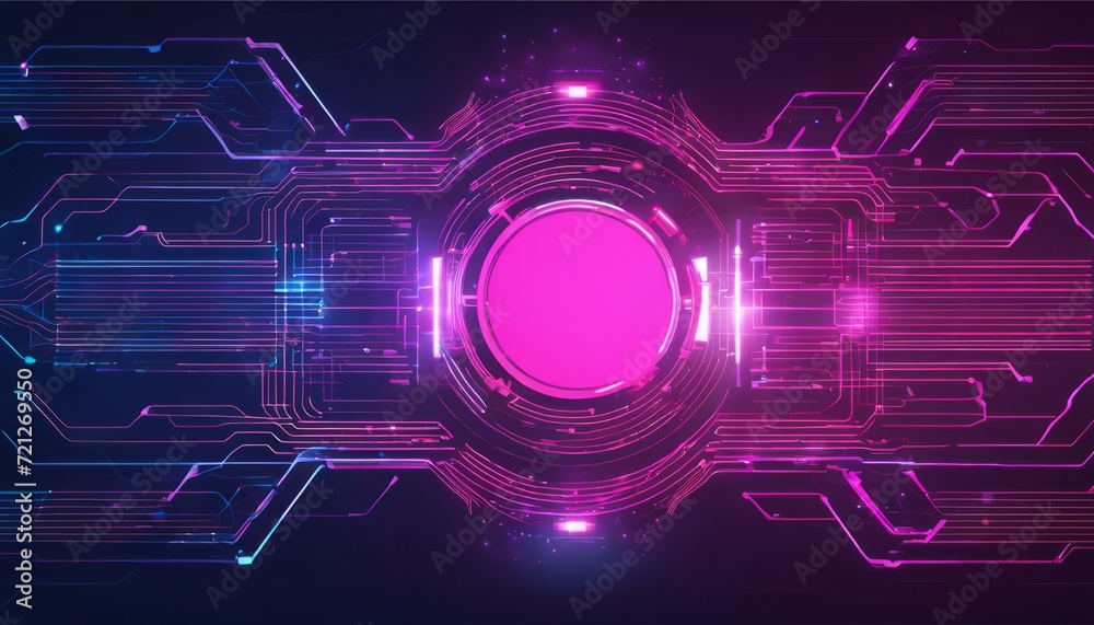 Obraz premium A pink and blue computer circuit board