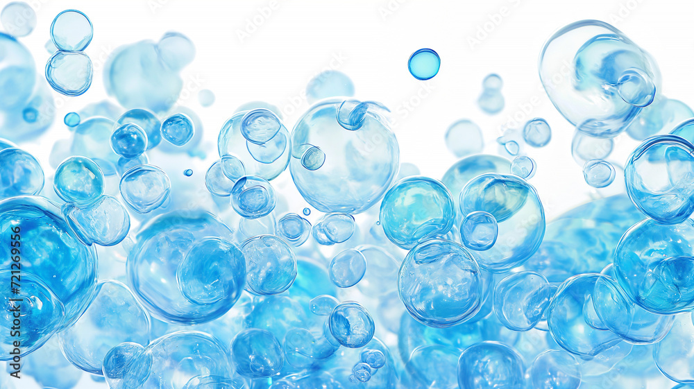 Blue Water Drops Background with Soap Bubbles and Transparent Circles Illustration Blue Water Drops Background with Soap Bubbles and Transparent Circles Illustration