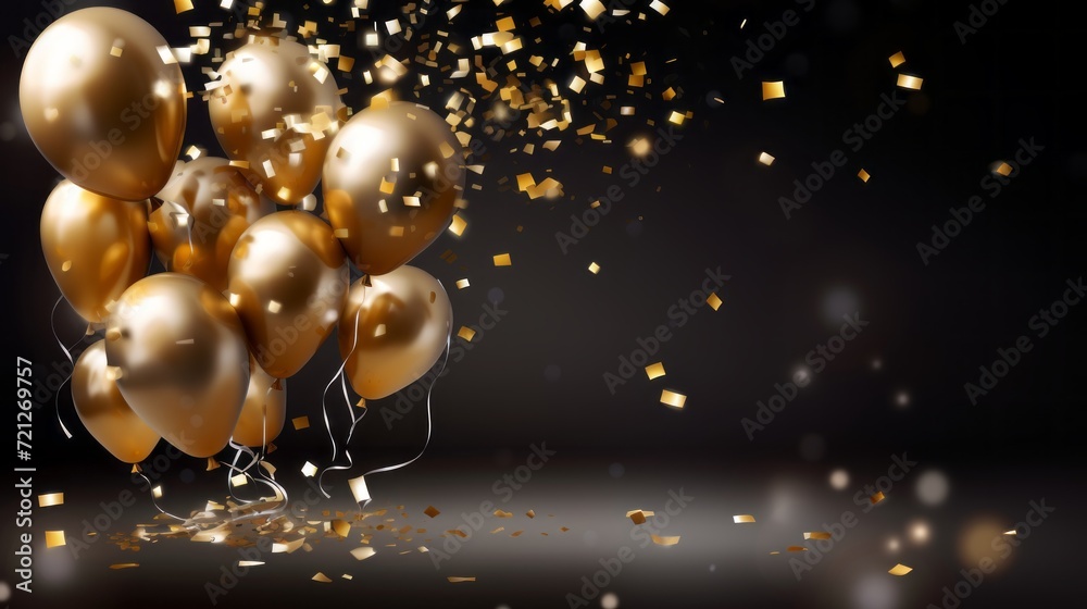 Vibrant Balloon Bouquet: Realistic 3D Render with Copy Space for Birthday, Anniversary, Wedding, or Holiday Banners - Festive Social Media Template
