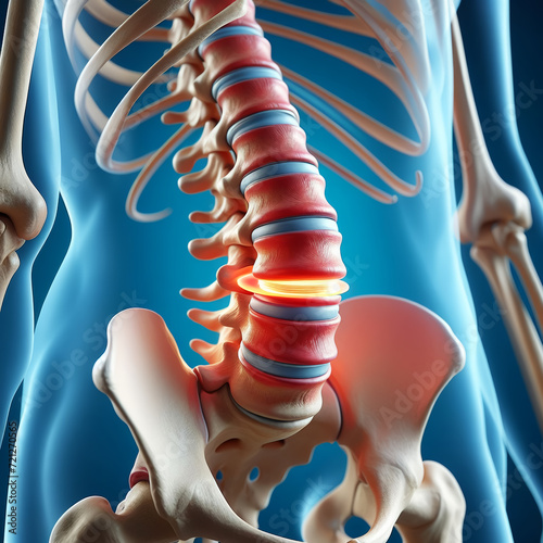 Intervertebral disc herniation_lumbar disc herniation_vertebra 3d illustration