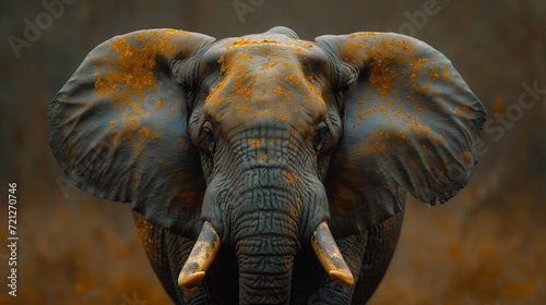 Elefante Close Up com cores fortes e saturadas - Papel de parede