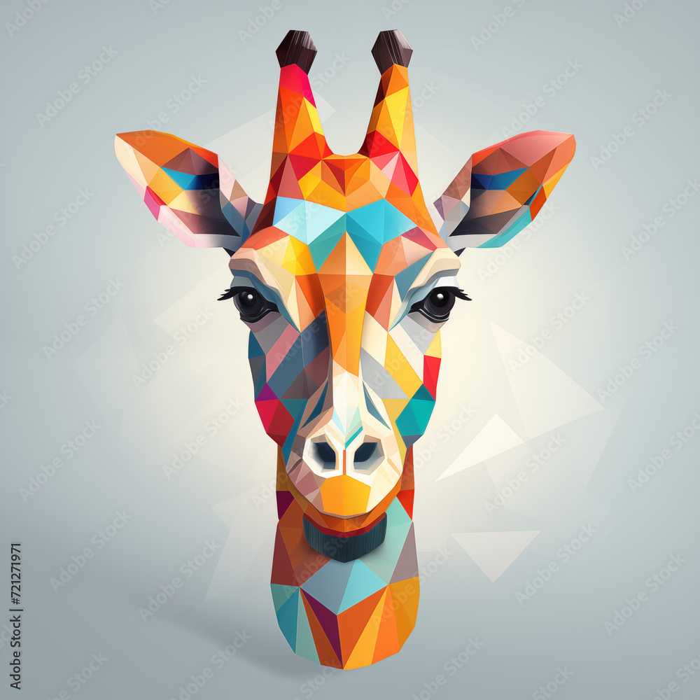 geometric giraffe head logo, in the style of color-blocked shapes